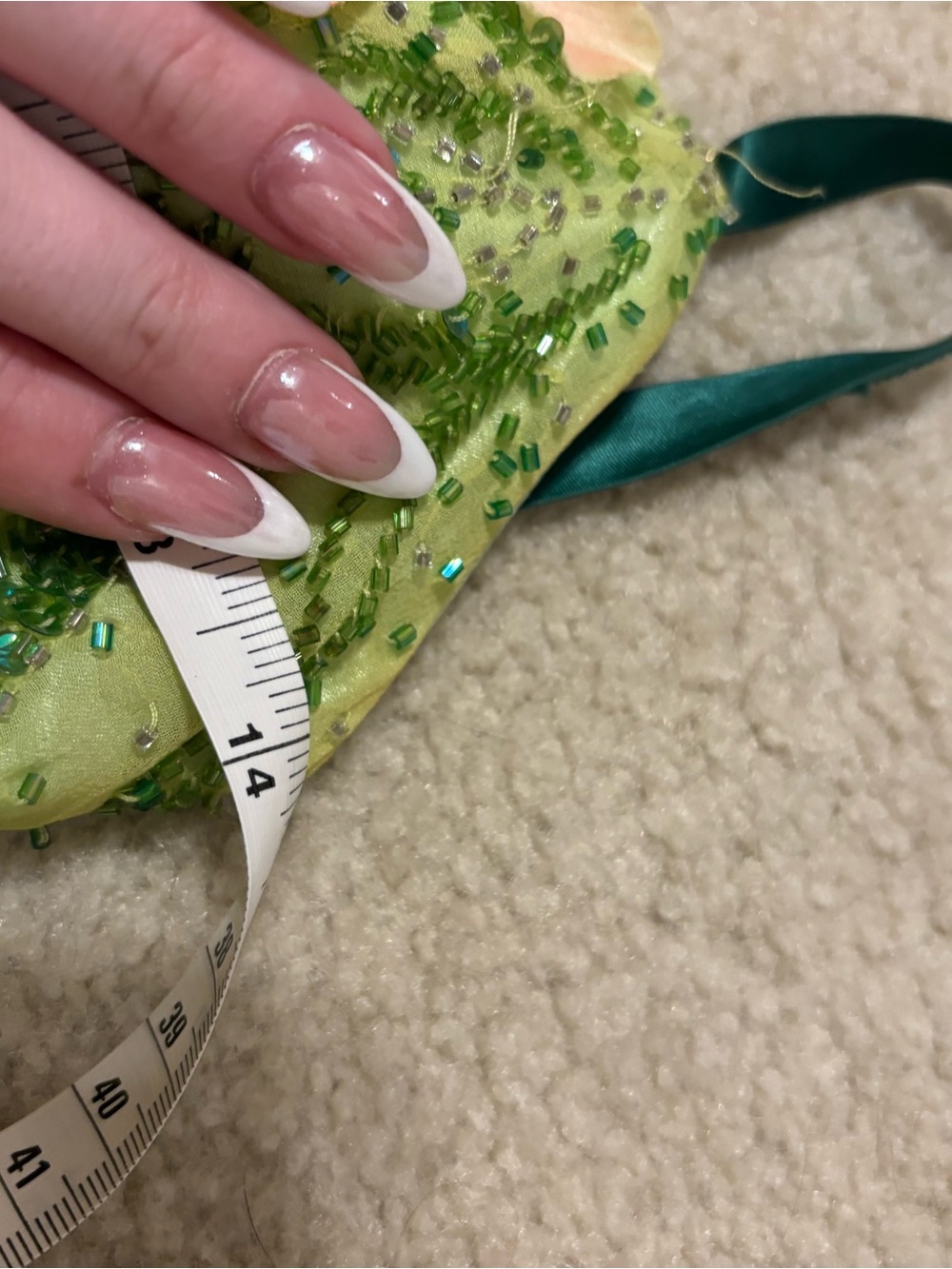 Silk Fairy Lime Green Beaded Maxi Dress with Floral Accents - Picture 14 of 15
